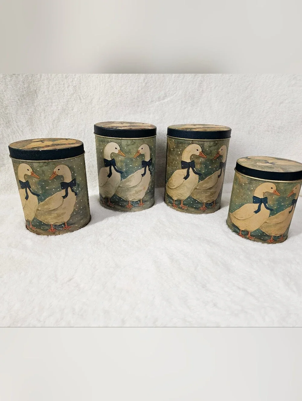 Set Of 4 Vintage Geese Canisters